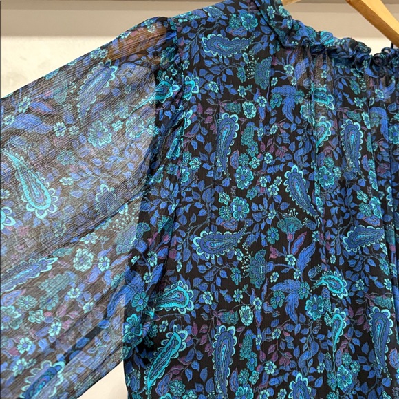 Kobi Halperin Paisley Printed Ruffled Long Sleeve Blouse, Size S - Picture 9 of 15